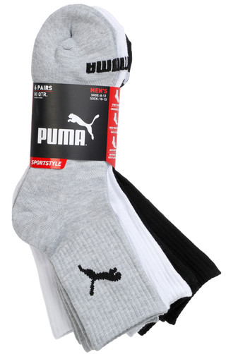 Thumbnail 1: Puma Men's Half-Terry Quarter Crew Socks 6-Pack 