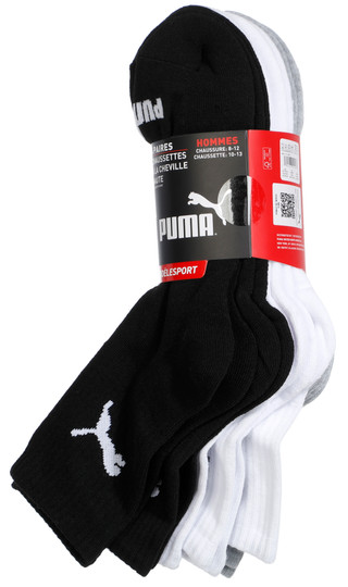 Thumbnail 2: Puma Men's Half-Terry Quarter Crew Socks 6-Pack 