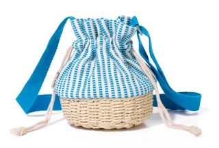 Thumbnail 1: Sun N' Sand Turquoise Canvas Straw Barrel Crossbody 