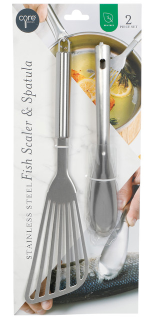 Thumbnail 1: CORE HOME 2-Piece Stainless Steel Fish Scaler & Fish Spatula 