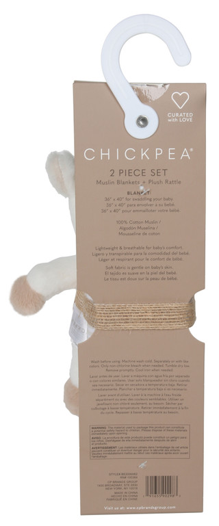 Thumbnail 2: Chick Pea 2-Piece Muslin Blanket & Plush Lamb Set 