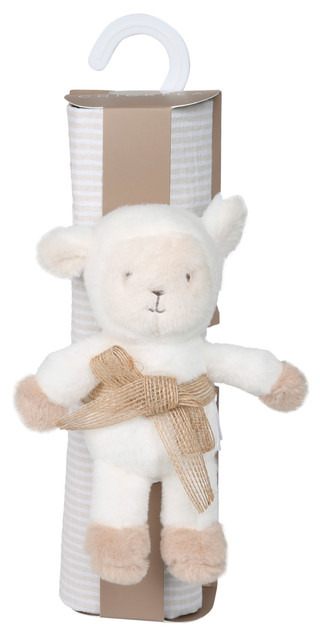 Thumbnail 1: Chick Pea 2-Piece Muslin Blanket & Plush Lamb Set 