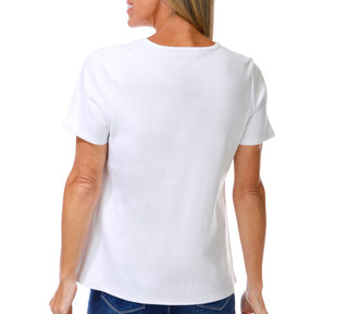 Thumbnail 2: Coral Bay Women's Short Sleeve Keyhole Neckline Top 