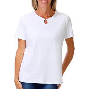 Thumbnail 1: Coral Bay Women's Short Sleeve Keyhole Neckline Top 