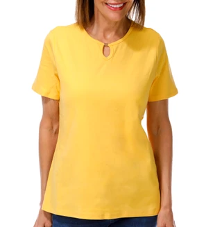 Thumbnail 1: Coral Bay Women's Short Sleeve Keyhole Neckline Top 