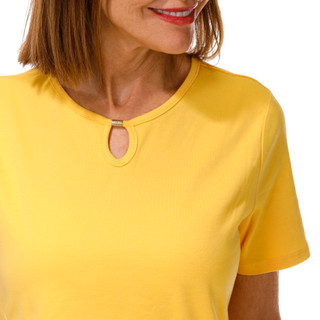 Thumbnail 3: Coral Bay Women's Short Sleeve Keyhole Neckline Top 