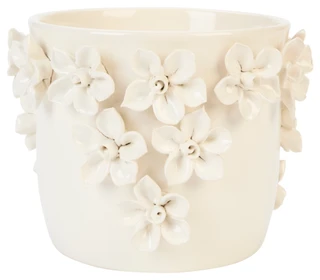 Thumbnail 1: Sagebrook Home 8" Ivory Floral Applique Planter 