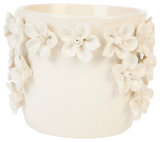 Thumbnail 2: Sagebrook Home 8" Ivory Floral Applique Planter 