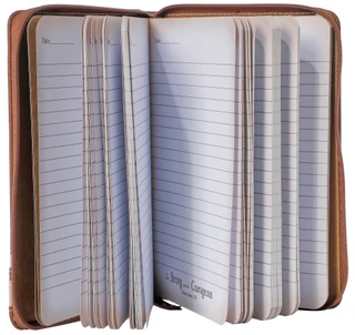 Thumbnail 2: NICOLE BRAYDEN Zippered Journal Brown w/ Cream Stripe 