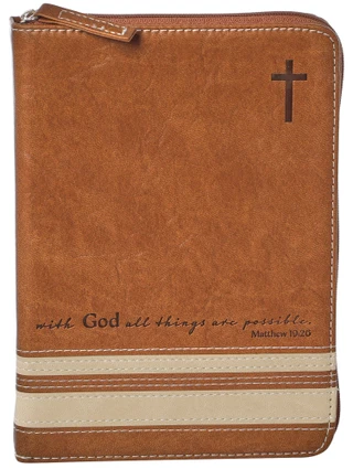 Thumbnail 1: NICOLE BRAYDEN Zippered Journal Brown w/ Cream Stripe 