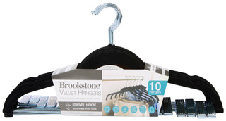 Thumbnail 1: Brookstone 10-Pack Non-Slip Velvet Hangers with Clips 