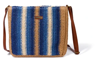 Thumbnail 1: SUN N SPORT Navy Paper Crochet Crossbody Bag 