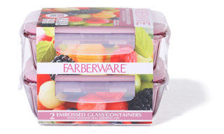 Thumbnail 2: Farberware Set of 2 Embossed Rectangle Glass Containers 