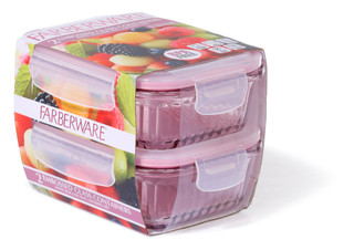 Thumbnail 3: Farberware Set of 2 Embossed Rectangle Glass Containers 