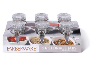Thumbnail 1: Farberware 6-Piece 3 oz Taupe Clip Lid Spice Jars 