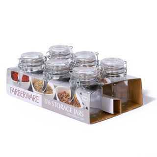 Thumbnail 2: Farberware 6-Piece 3 oz Taupe Clip Lid Spice Jars 
