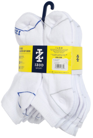 Thumbnail 2: IZOD Men's White 10-Pack Athletic Quarter Socks 
