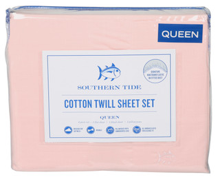 Thumbnail 1: Southern Tide Cotton Twill Pink Queen Sheet Set 4-Piece 