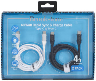 Thumbnail 1: Brookstone 4Ft Braided USB-C to USB-C Cable 2-Pack 