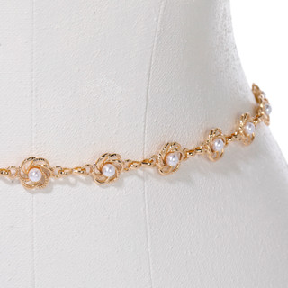 Thumbnail 2: ANNE KLEIN Gold Chain Flower Pearl Belt 9MM 