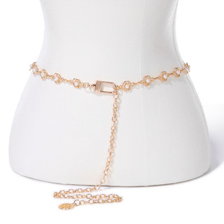 Thumbnail 3: ANNE KLEIN Gold Chain Flower Pearl Belt 9MM 