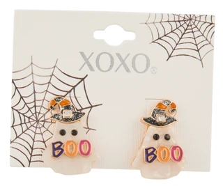 Thumbnail 1: Nicole Miller Gold Tone Halloween Boo Ghosts Stud Earrings 