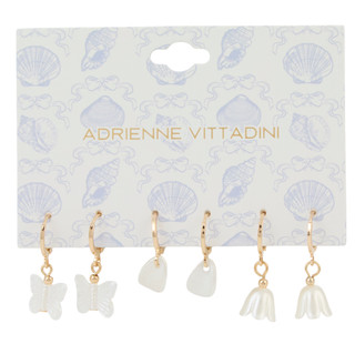 Thumbnail 1: ADRIENNE VITTADINI 3 Pc Pearl Charm Huggie Earring Set 