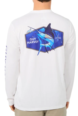 Thumbnail 1: Guy Harvey Men's Long Sleeve Performance Graphic Tee 