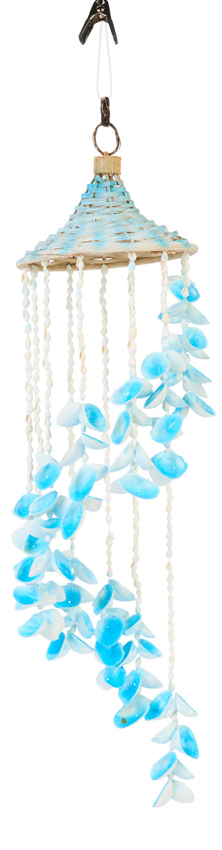 Thumbnail 2: JD YEATTS Blue Spiral Shell Outdoor Wind Chime 