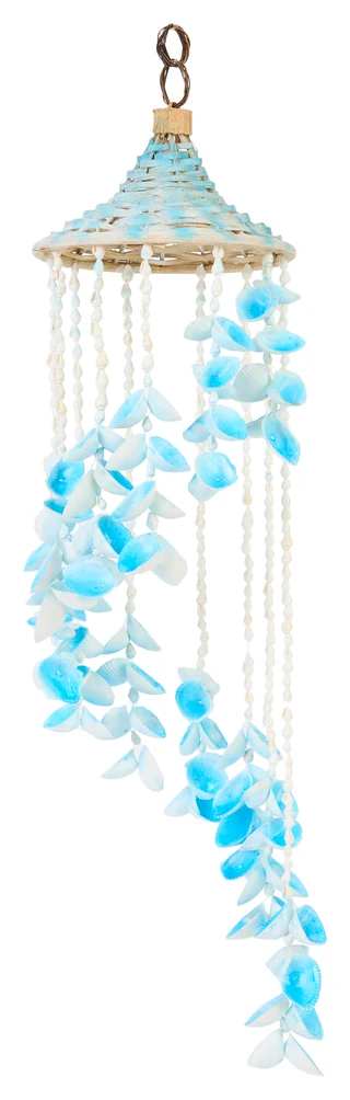 Thumbnail 1: JD YEATTS Blue Spiral Shell Outdoor Wind Chime 