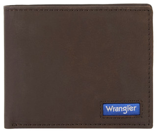 Thumbnail 1: Wrangler Men's Brown Bifold Wallet w/ Woven Patch 