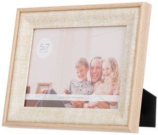 Thumbnail 2: ENCHANTE Natural Wood Linen Look 5x7 Picture Frame 