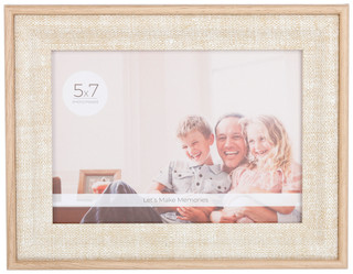Thumbnail 1: ENCHANTE Natural Wood Linen Look 5x7 Picture Frame 