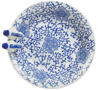 Thumbnail 2: Sagebrook Home Blue Floral Chinoiserie Bird Bath 
