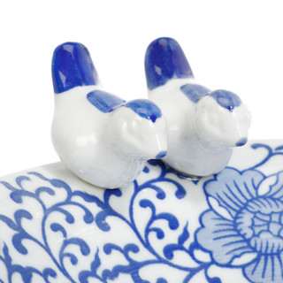 Thumbnail 3: Sagebrook Home Blue Floral Chinoiserie Bird Bath 