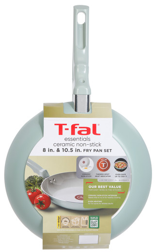 Thumbnail 4: T-fal Essentials Ceramic 8 & 10.5 Frypan Set Eucalyptus 