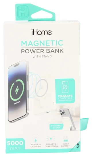 Thumbnail 1: Ihome 5,000mAh Magnetic Wireless Power Bank with Stand 