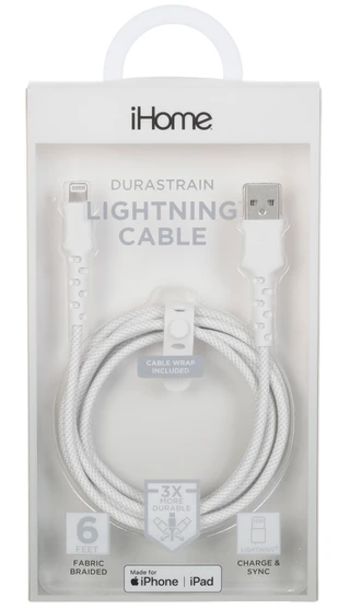 Thumbnail 1: Ihome Durastrain 6Ft Lightning to USB-A Nylon Cable 