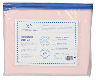 Thumbnail 2: Southern Tide 4-Pc Pink Cotton Twill Full Sheet Set 
