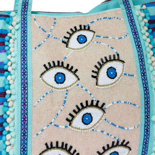 Thumbnail 4: AMERICA AND BEYOND Celestial Evil Eye Embellished Tote 