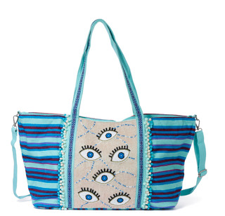 Thumbnail 1: AMERICA AND BEYOND Celestial Evil Eye Embellished Tote 