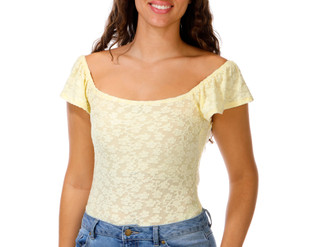 Thumbnail 1: Trixxi Juniors' Short Sleeve Lace Bodysuit 