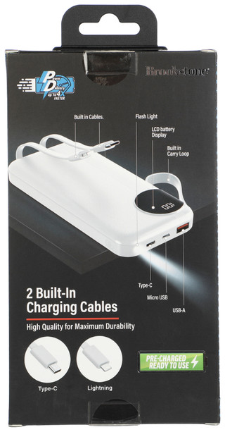 Thumbnail 2: Brookstone 10,000 mAh 20W Power Bank with LCD and Cables 