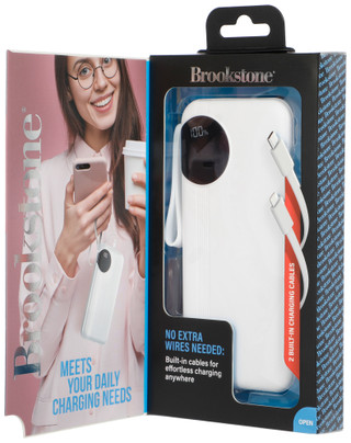 Thumbnail 3: Brookstone 10,000 mAh 20W Power Bank with LCD and Cables 