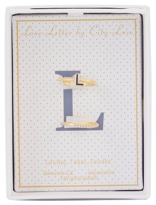 Thumbnail 1: City by City Gold Plated L Initial 2-Piece Ring 