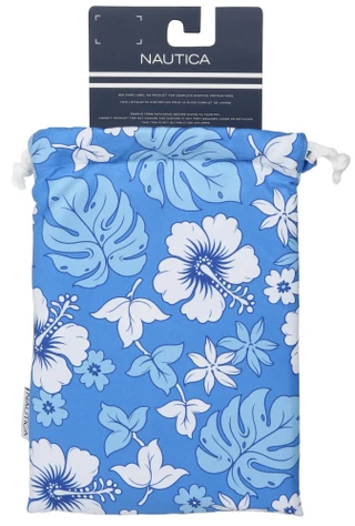 Thumbnail 2: Nautica Blue Hibiscus Beach Towel with Travel Bag 