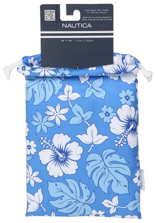 Thumbnail 1: Nautica Blue Hibiscus Beach Towel with Travel Bag 