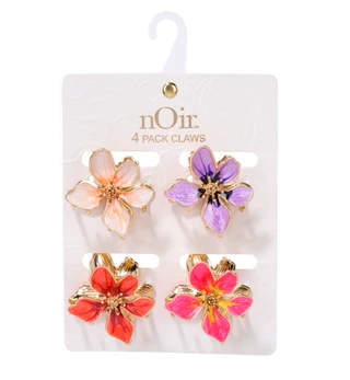 Thumbnail 1: Noir 4-Pack Flower Hair Claw Clips Multi 