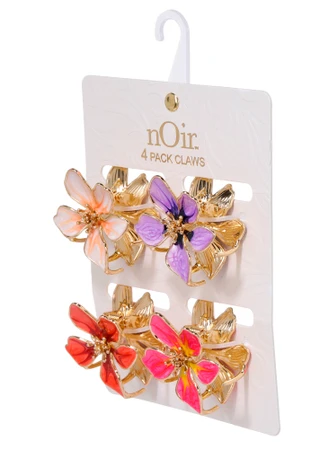 Thumbnail 2: Noir 4-Pack Flower Hair Claw Clips Multi 