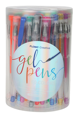 Thumbnail 1: FLOMO 60-Piece Color Gel Pens Set in Acetate Drum 